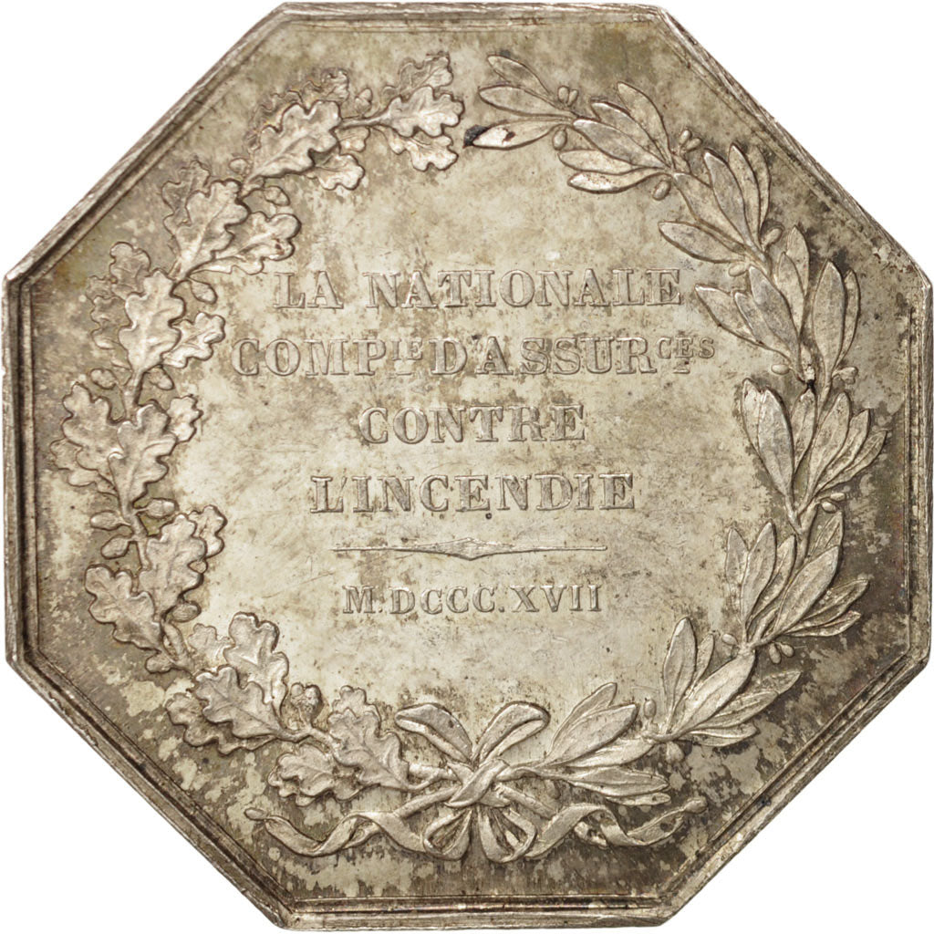 France, Token, Insurance, La Nationale, 1817, Barre, AU(55-58), Silver