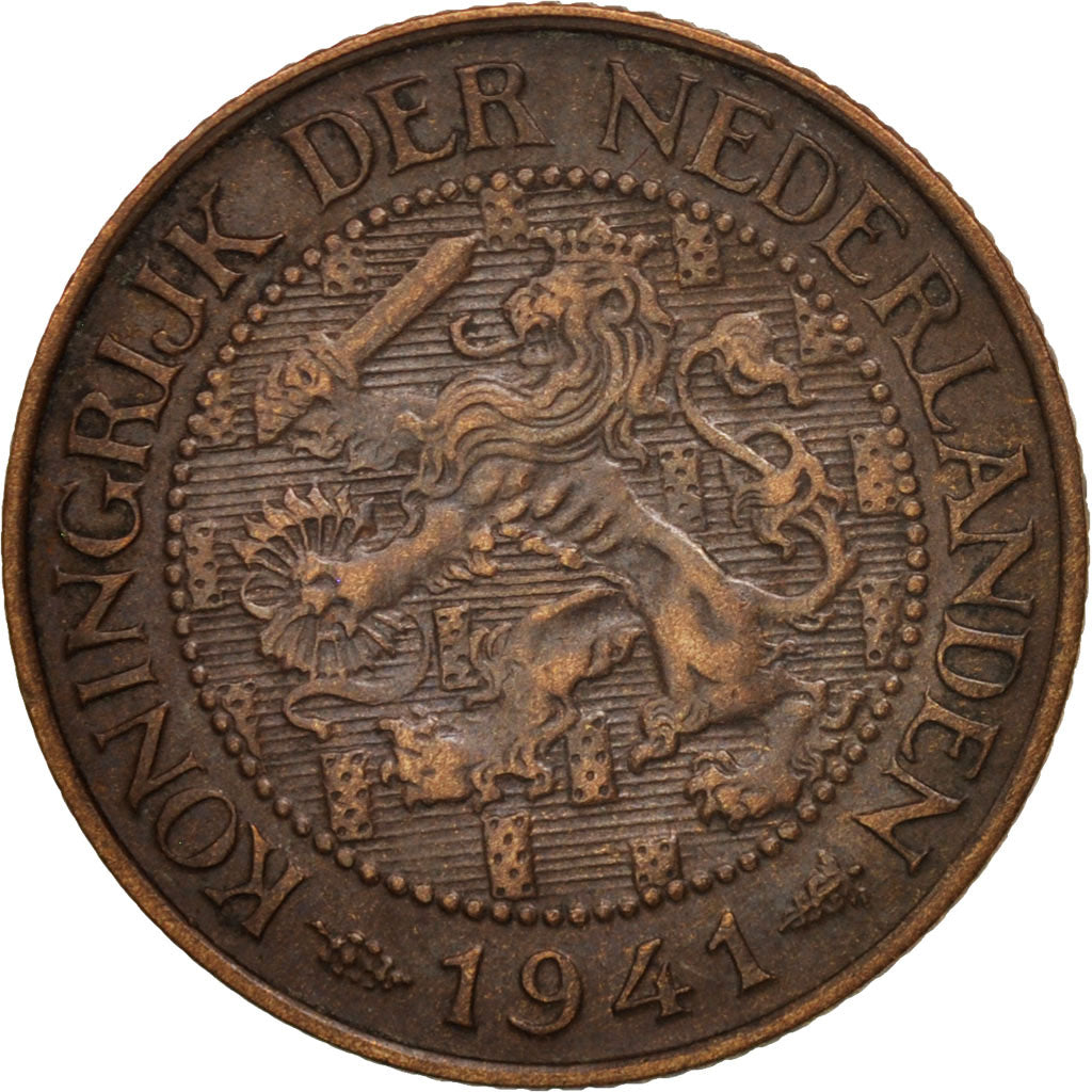 Coin, Netherlands, Wilhelmina I, Cent, 1941, AU(50-53), Bronze, KM:152