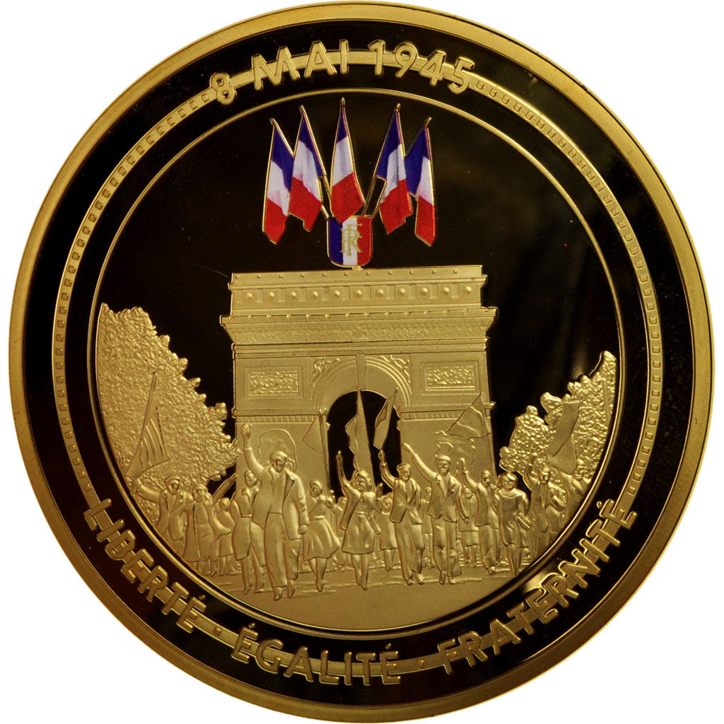 Frankreich, Medal, 70th anniversary end of WWII, History, 2015, STGL, Gilt