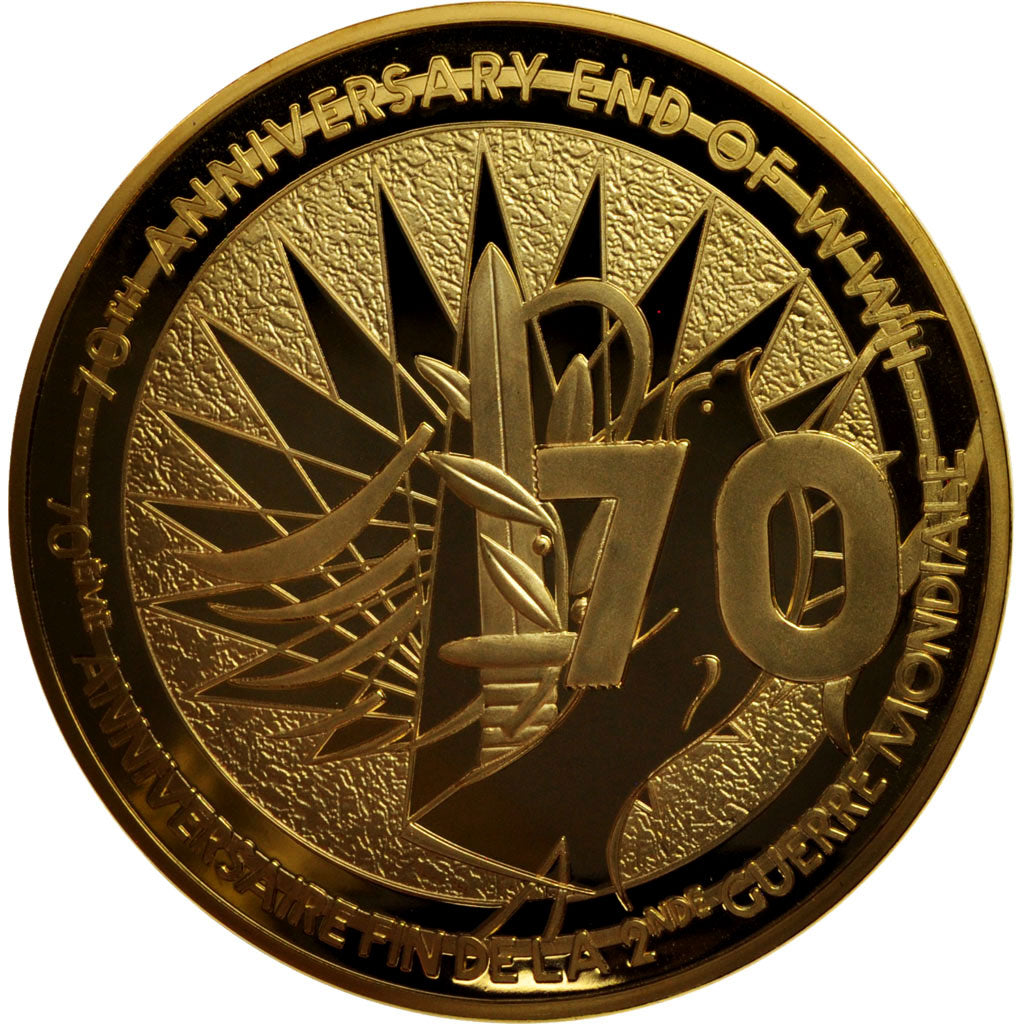 Frankreich, Medal, 70th anniversary end of WWII, History, 2015, STGL, Gilt