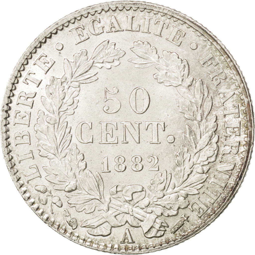 Moneta, Francia, Cérès, 50 Centimes, 1882, Paris, SPL, Argento, KM:834.1