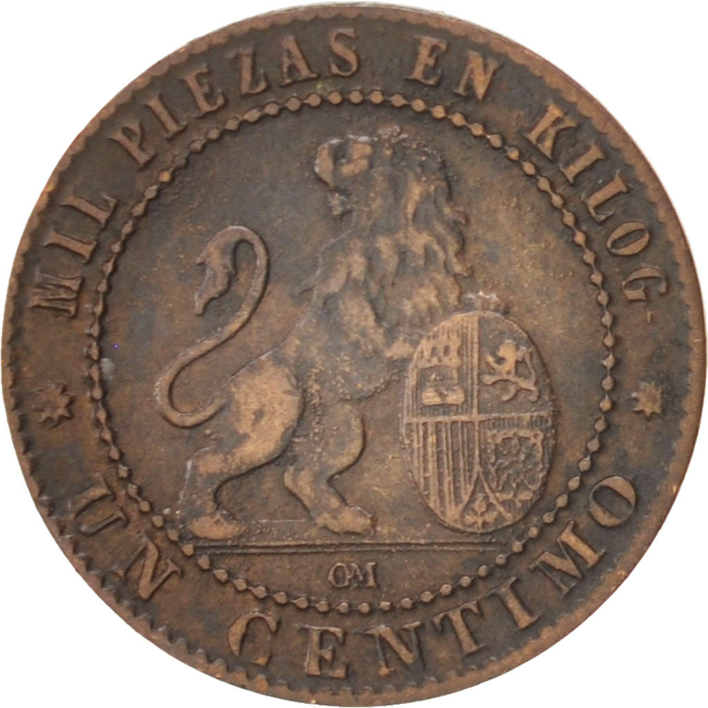 Coin, Spain, Provisional Government, Centimo, 1870, EF(40-45), Copper, KM:660