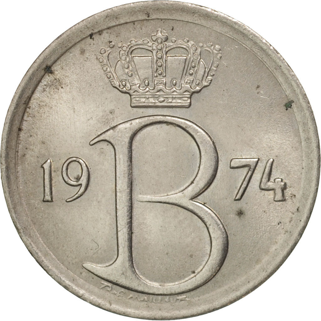 Coin, Belgium, 25 Centimes, 1974, Brussels, MS(64), Copper-nickel, KM:153.1