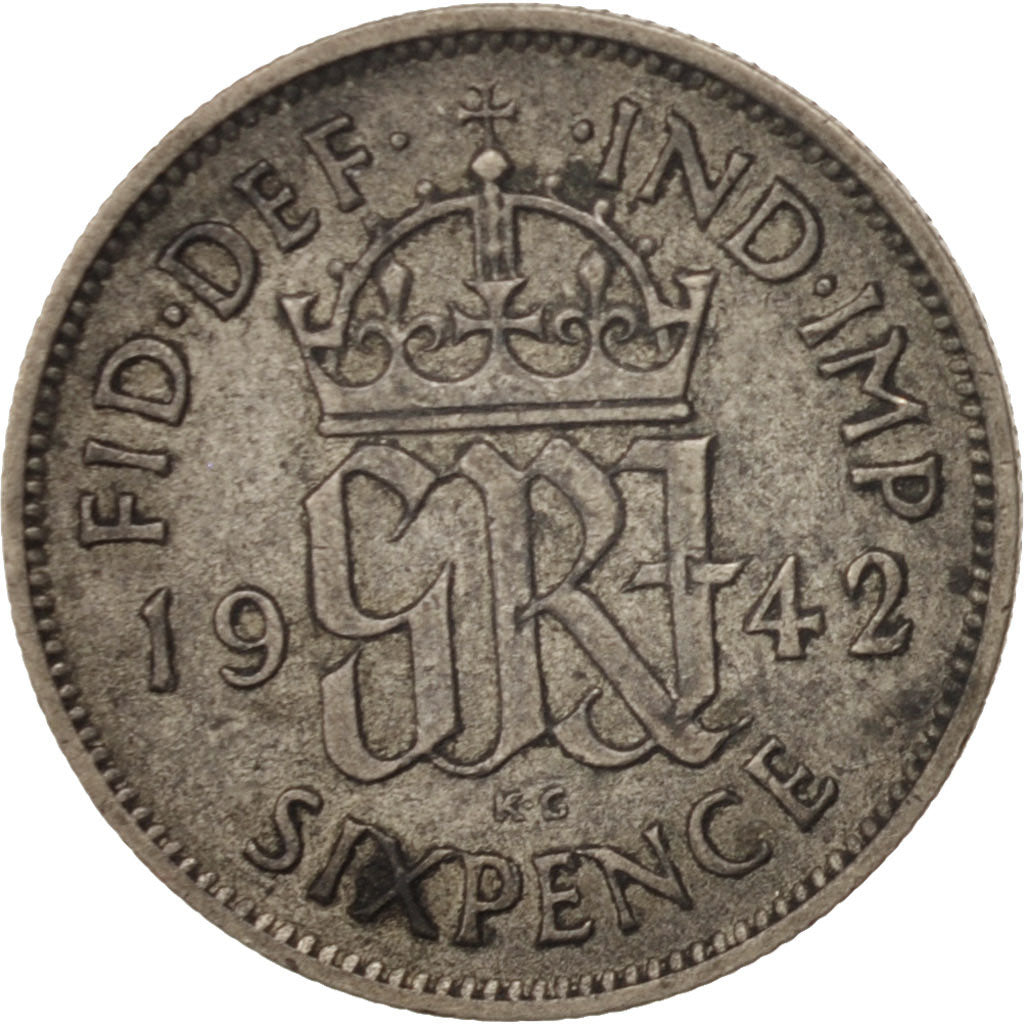 Coin, Great Britain, George VI, 6 Pence, 1942, VF(30-35), Silver, KM:852