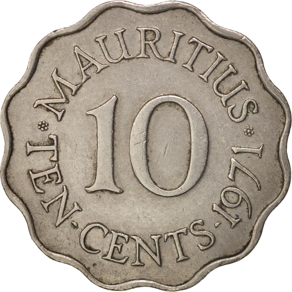 Coin, Mauritius, Elizabeth II, 10 Cents, 1971, EF(40-45), Copper-nickel, KM:33