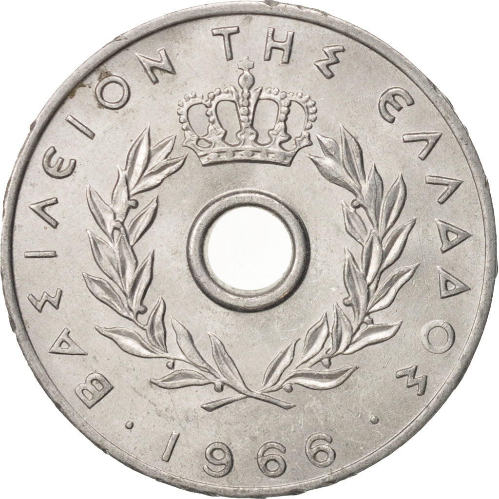 Coin, Greece, 10 Lepta, 1966, MS(60-62), Aluminum, KM:78