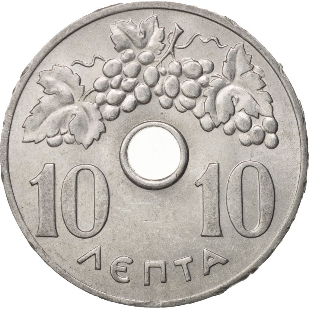 Coin, Greece, 10 Lepta, 1966, MS(60-62), Aluminum, KM:78