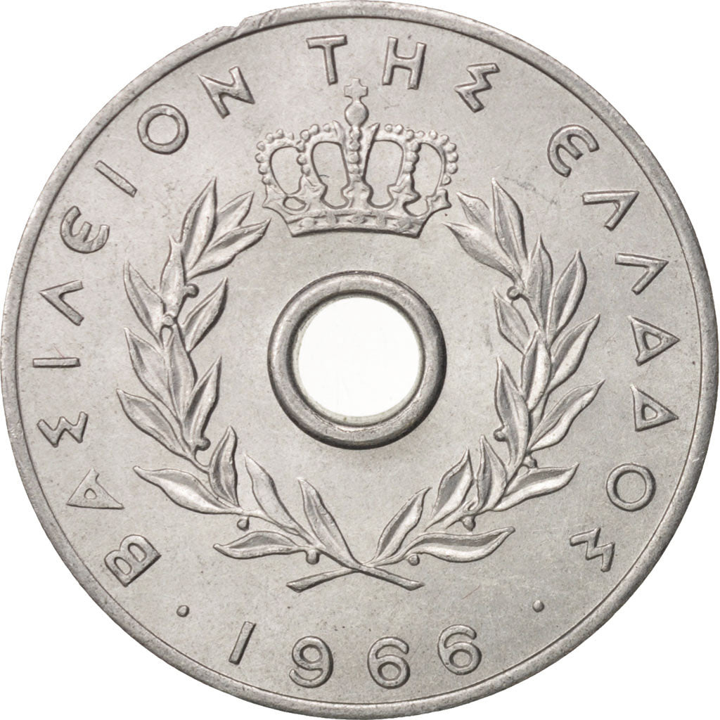 Coin, Greece, 10 Lepta, 1966, MS(63), Aluminum, KM:78