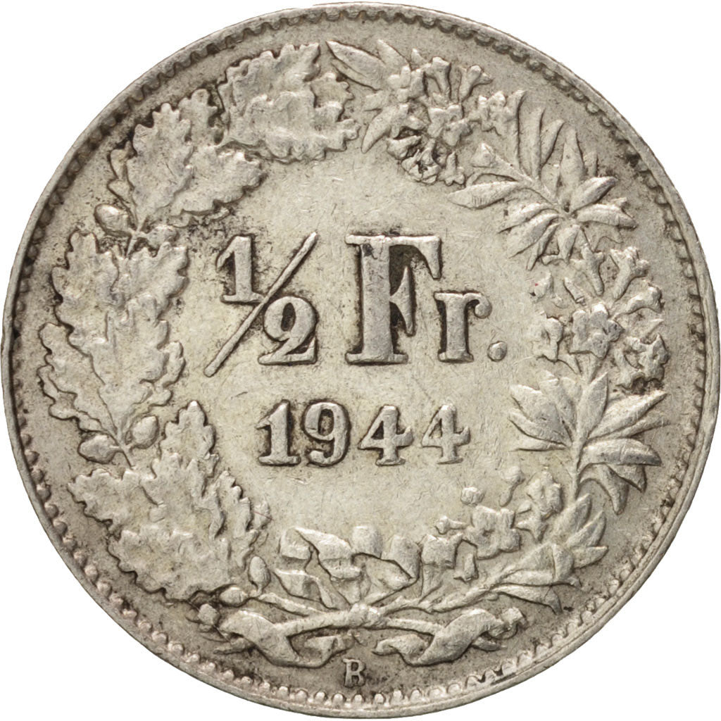 Coin, Switzerland, 1/2 Franc, 1944, Bern, AU(50-53), Silver, KM:23