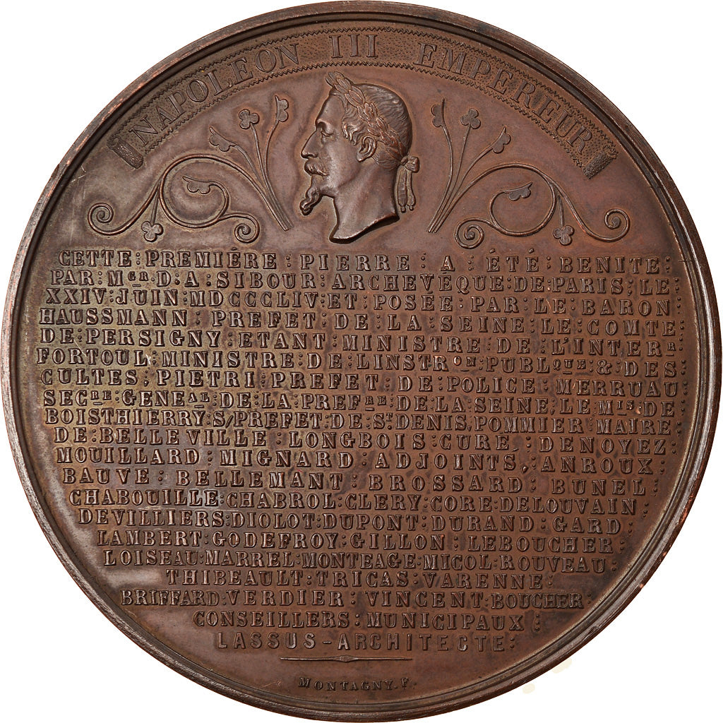 France, Medal, Second Empire, Pose de la 1ère Pierre de l'Eglise Saint