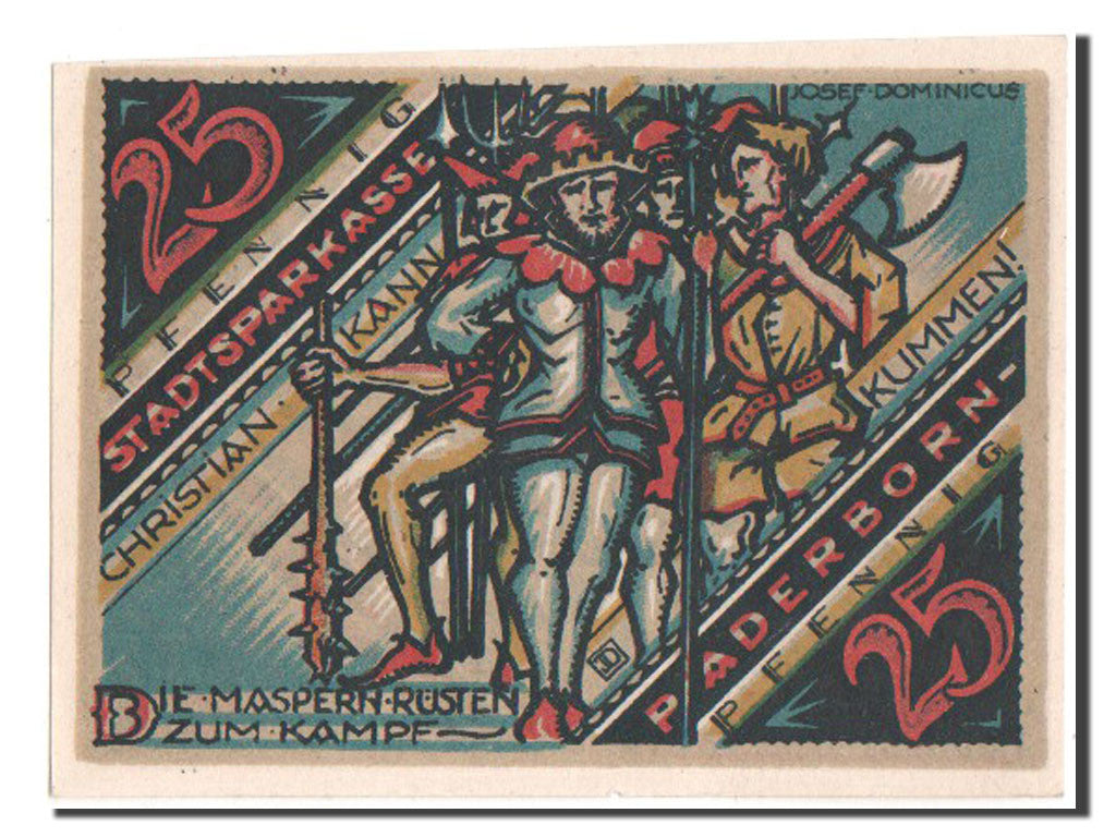 Banknote, Germany, Paderborn Stadt, 25 Pfennig, 1921, UNC(64), Mehl:1043.3