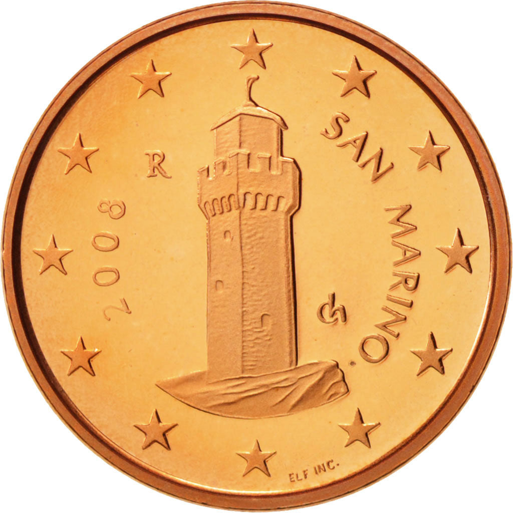 San Marino, Euro Cent, 2008, MS(65-70), Copper Plated Steel, KM:440