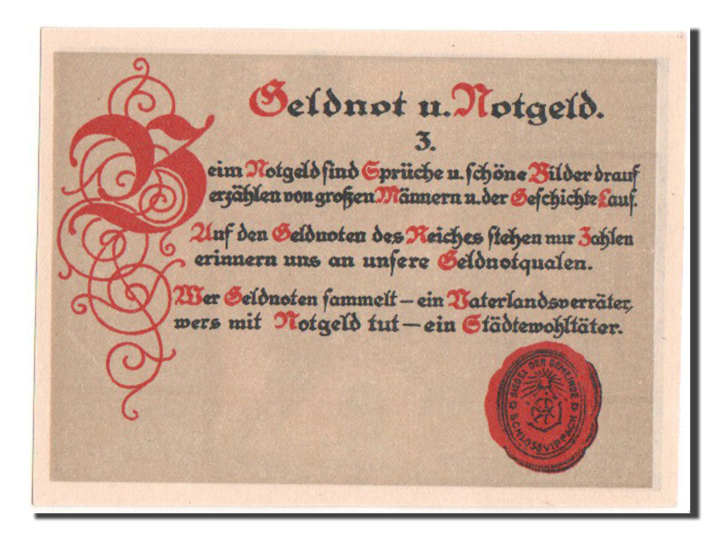 Banknote, Germany, Schlossvippach, 75 Pfennig, 1921, UNC(65-70), Mehl:1183.1