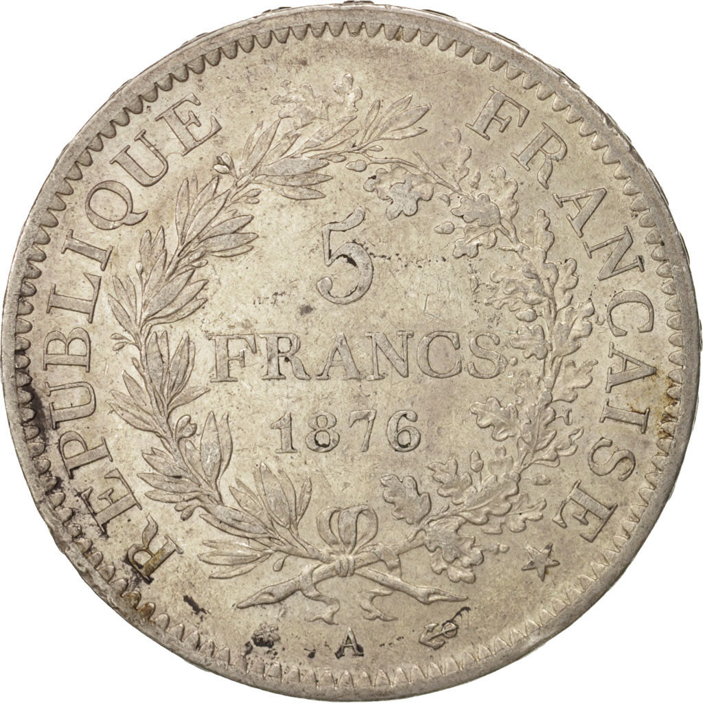 Coin, France, Hercule, 5 Francs, 1876, Paris, AU(55-58), Silver, KM:820.1