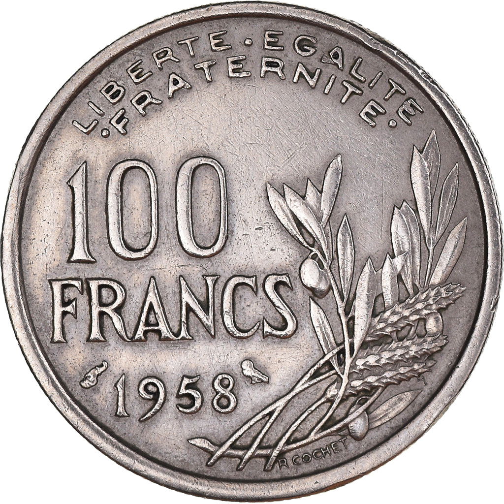 Moneta, Francia, Cochet, 100 Francs, 1958, Paris, Chouette, BB+, Rame-nichel