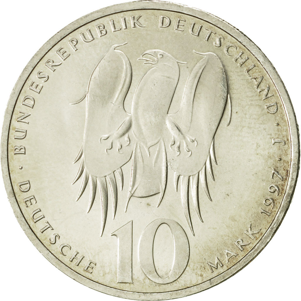 Coin, GERMANY - FEDERAL REPUBLIC, 10 Mark, 1997, Hambourg, MS(63), Silver