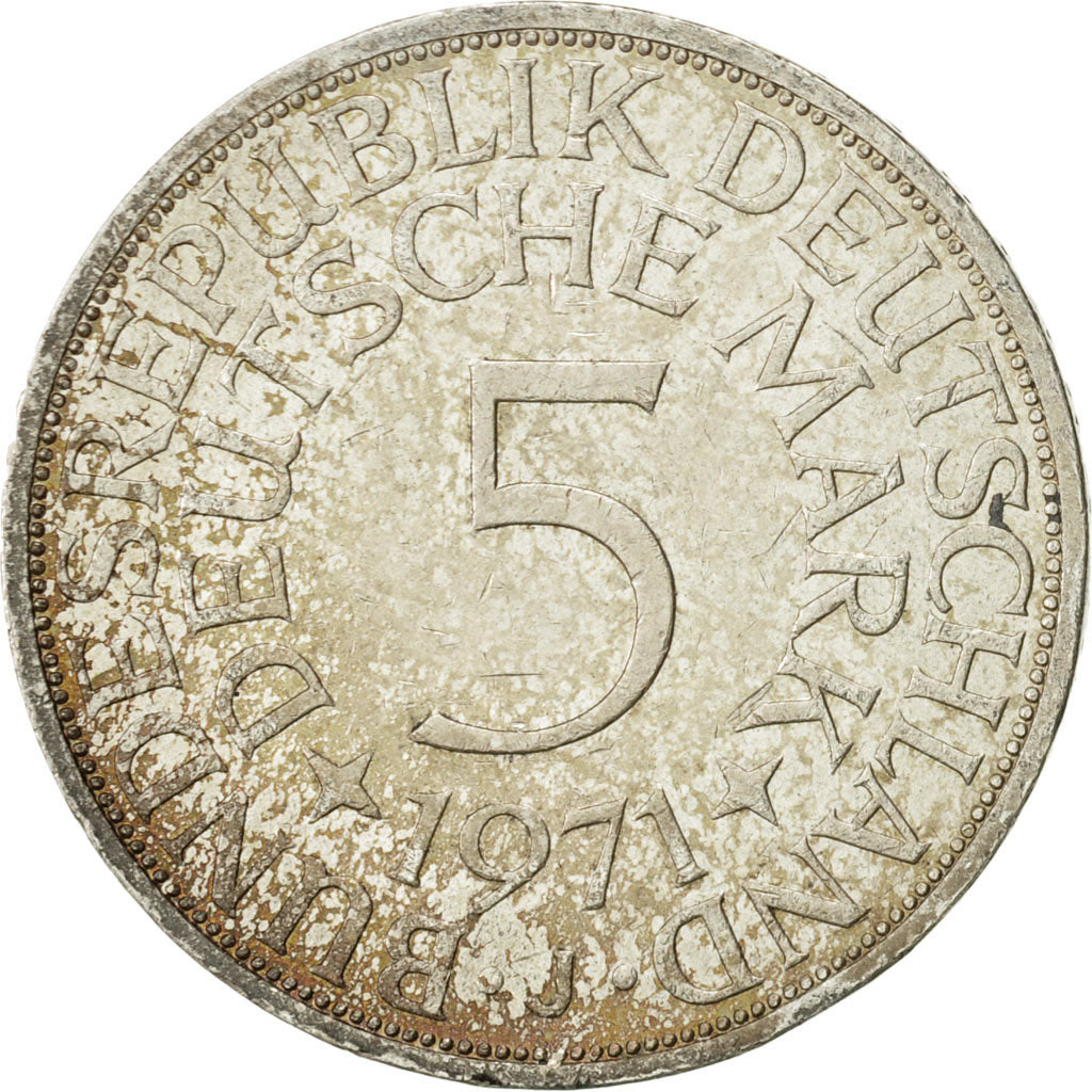Monnaie, République fédérale allemande, 5 Mark, 1971, Hambourg, SUP, Argent