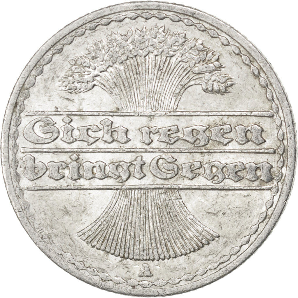 Moneta, NIEMCY, REP. WEIMARSKA, 50 Pfennig, 1921, Berlin, AU(55-58), Aluminium