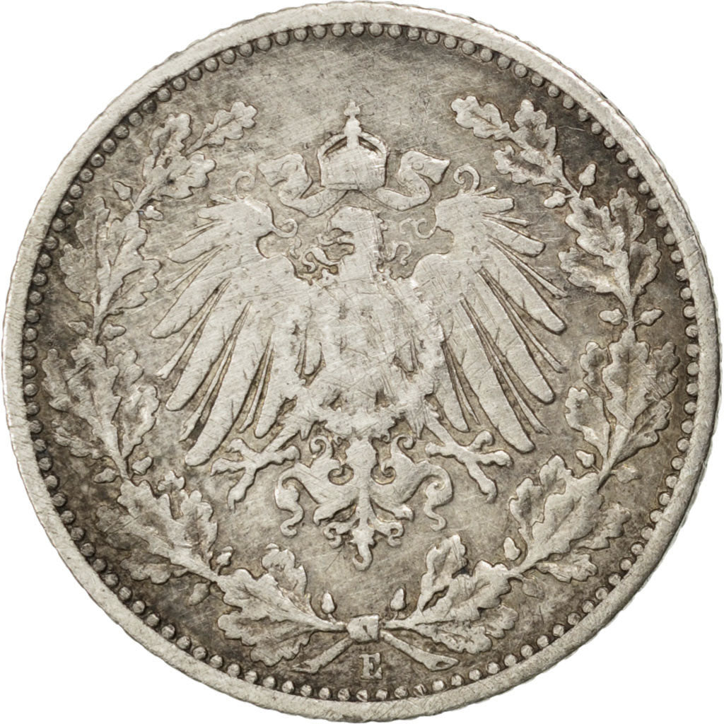 Moneta, GERMANIA - IMPERO, 1/2 Mark, 1906, BB, Argento, KM:17