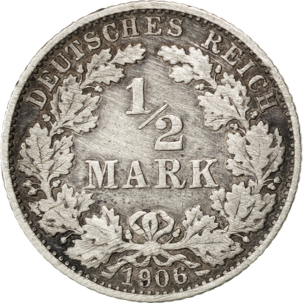Moneta, GERMANIA - IMPERO, 1/2 Mark, 1906, BB, Argento, KM:17