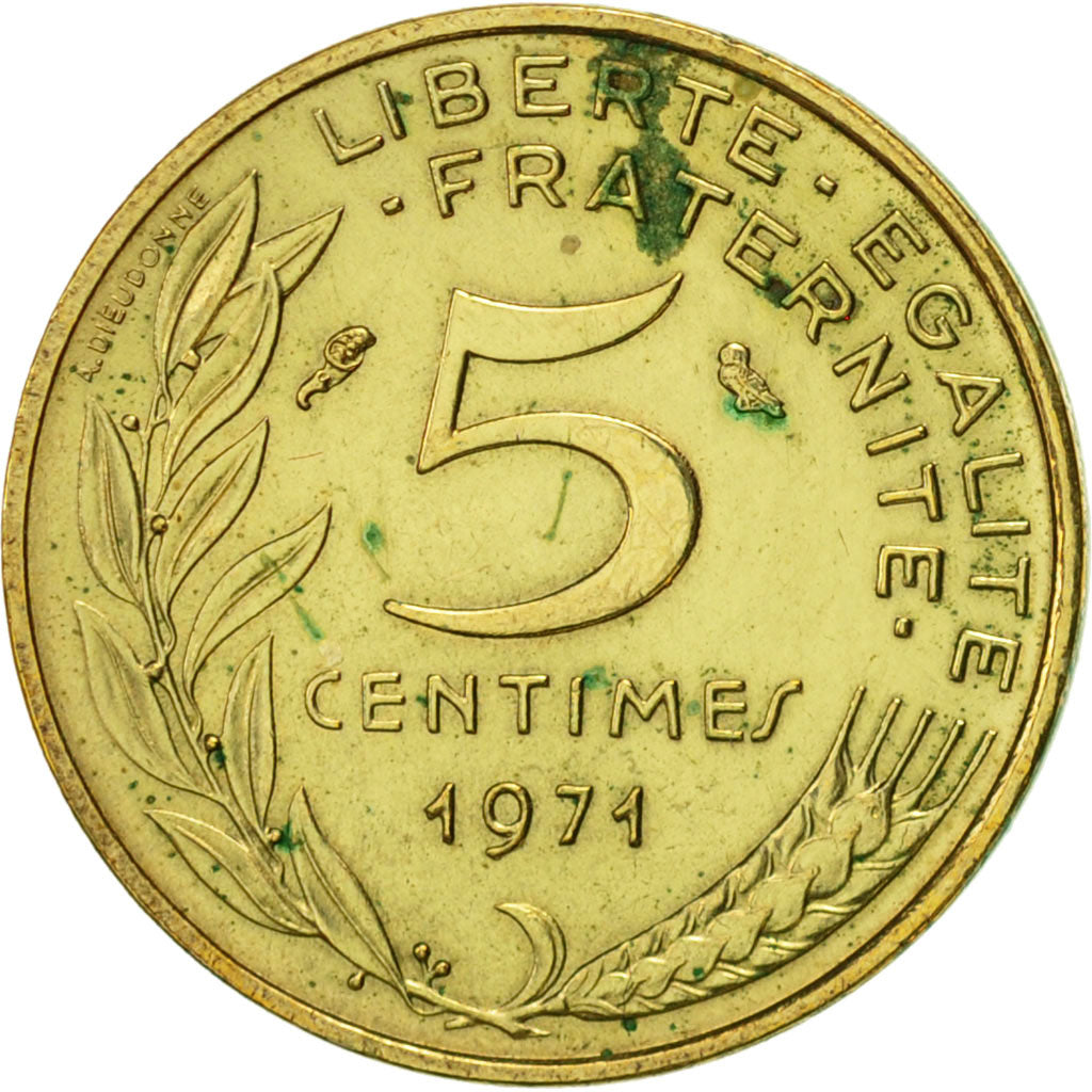 Moneta, Francja, Marianne, 5 Centimes, 1971, Paris, AU(55-58), Aluminium-Brąz
