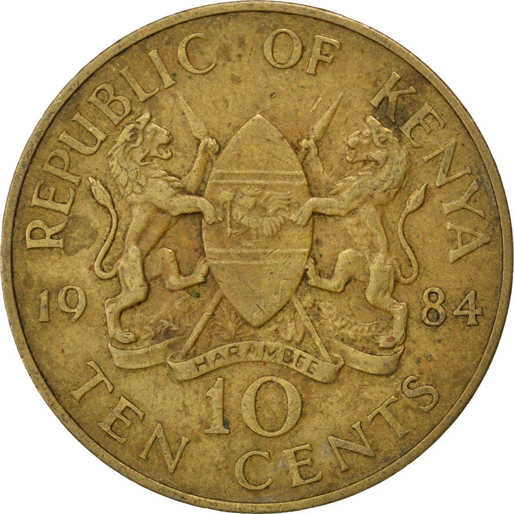 Moneta, Kenya, 10 Cents, 1984, BB, Nichel-ottone, KM:18