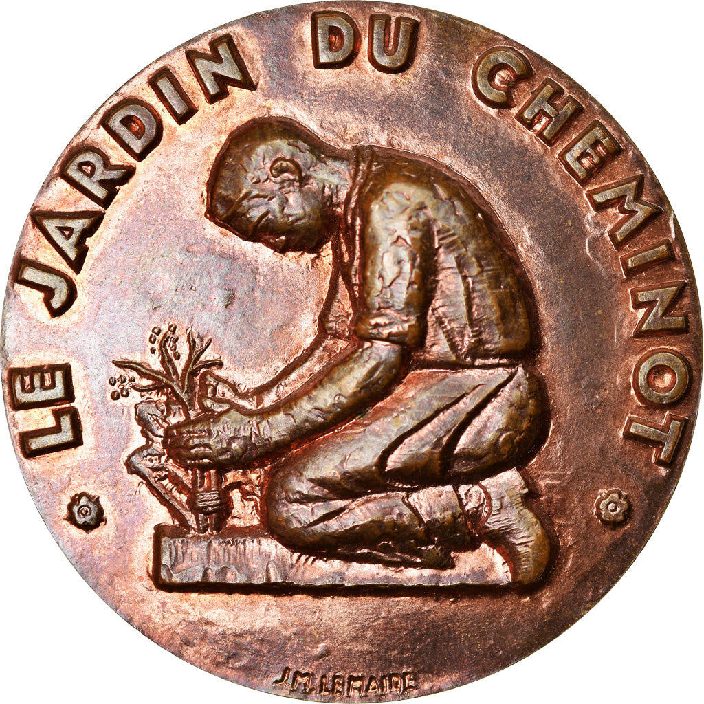 France, Médaille, Le Jardin du Cheminot, 1980, Lemaire, SPL, Bronze