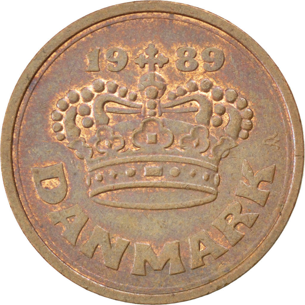 Moneta, Danimarca, Margrethe II, 50 Öre, 1989, SPL, Bronzo, KM:866.1