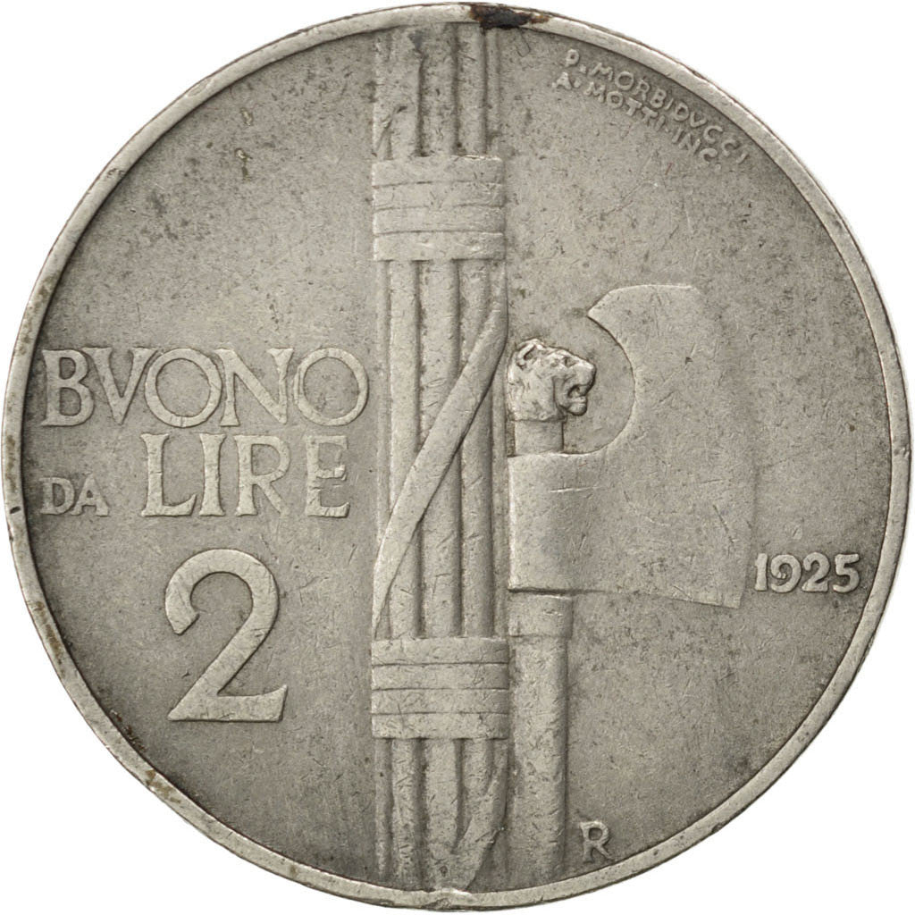 Moneta, Italia, Vittorio Emanuele III, 2 Lire, 1925, BB, Nichel, KM:63