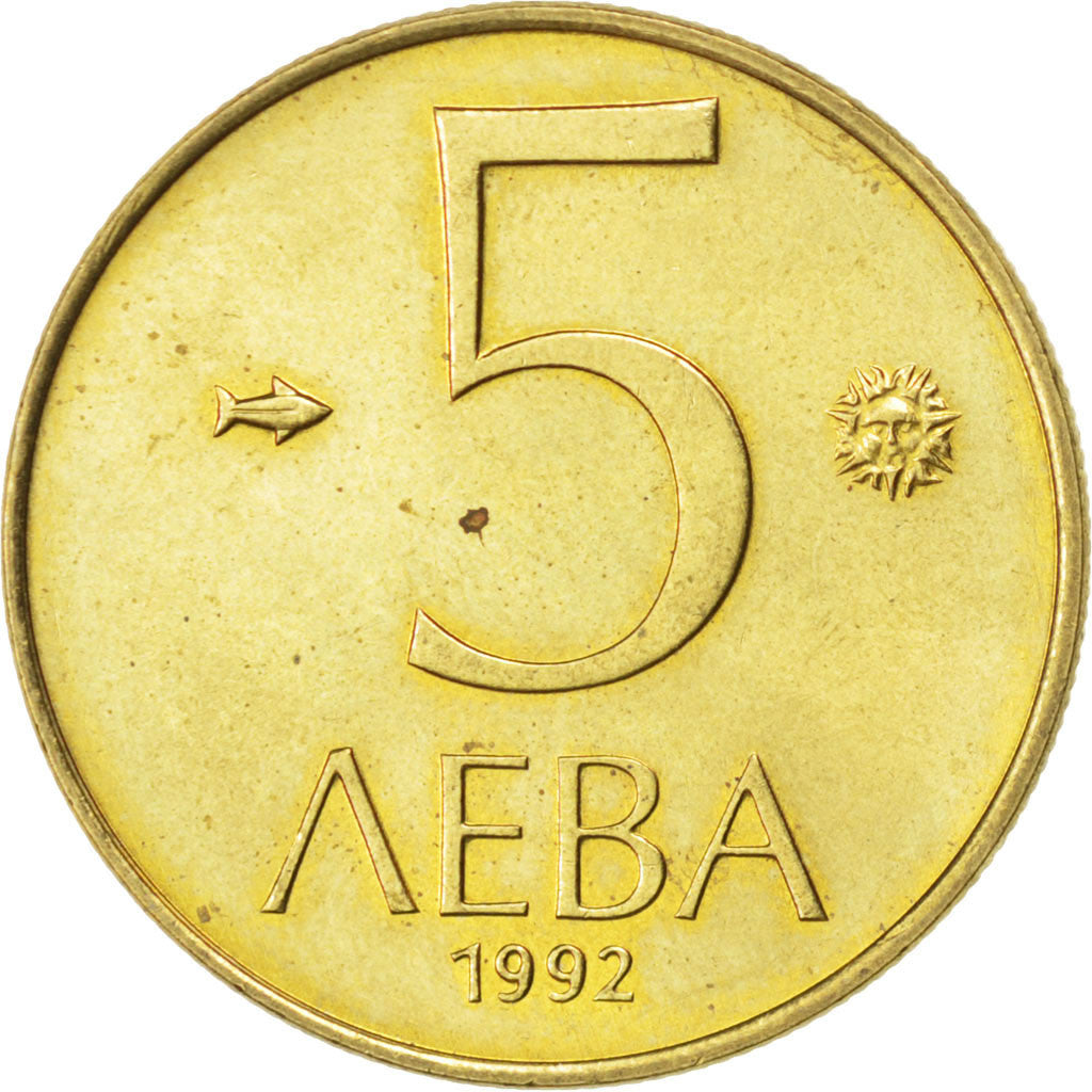 Münze, Bulgarien, 5 Leva, 1992, UNZ, Nickel-brass, KM:204