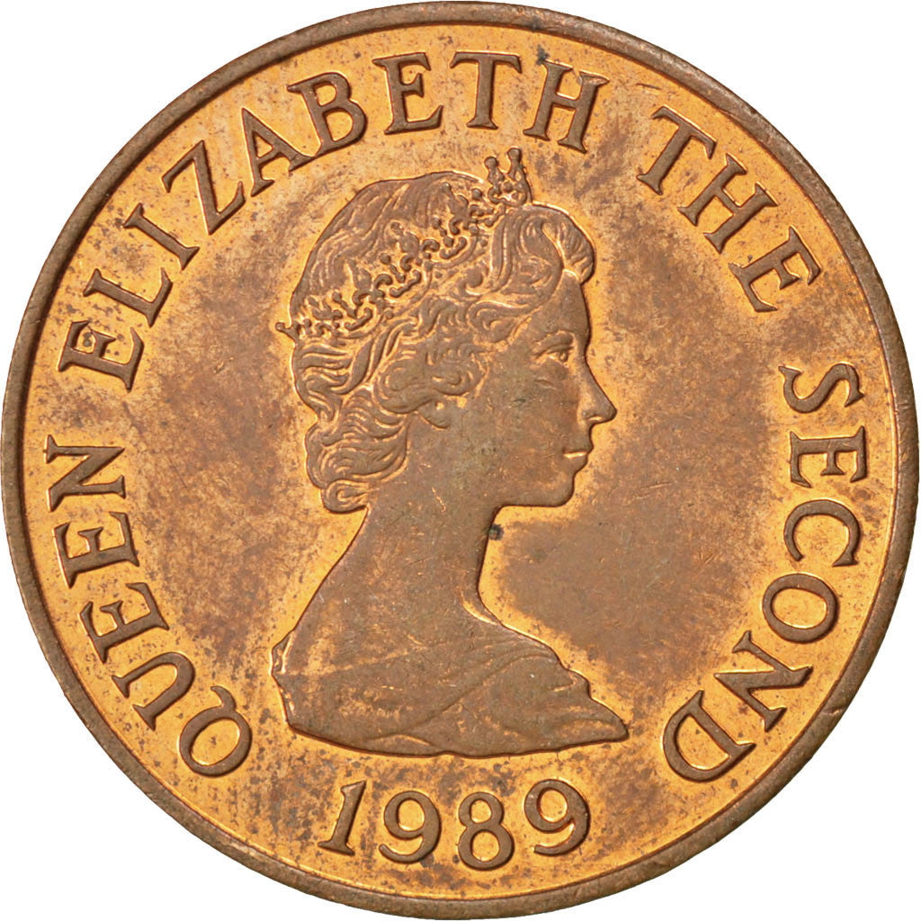 Moneda, Jersey, Elizabeth II, 2 Pence, 1989, SC, Bronce, KM:55