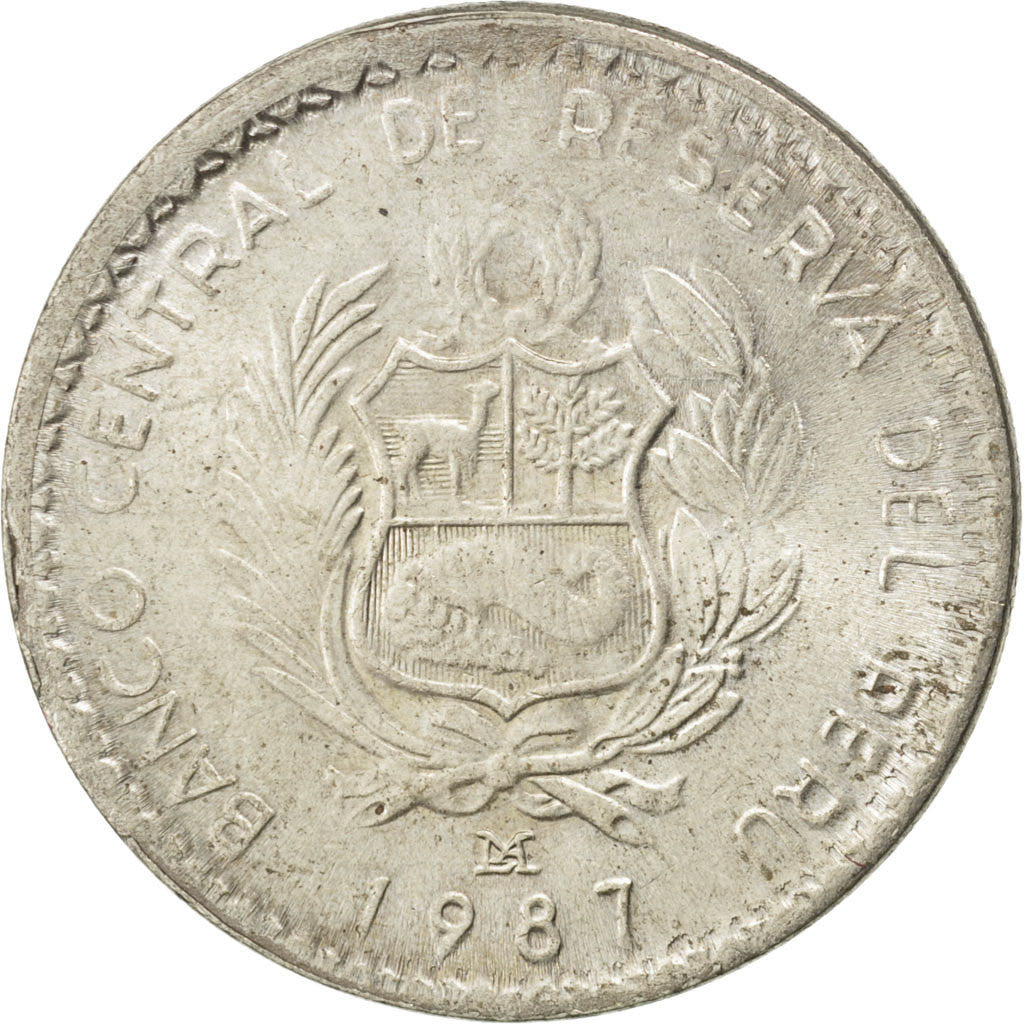 Moneta, Perù, 5 Intis, 1987, Lima, SPL+, Rame-nichel, KM:300