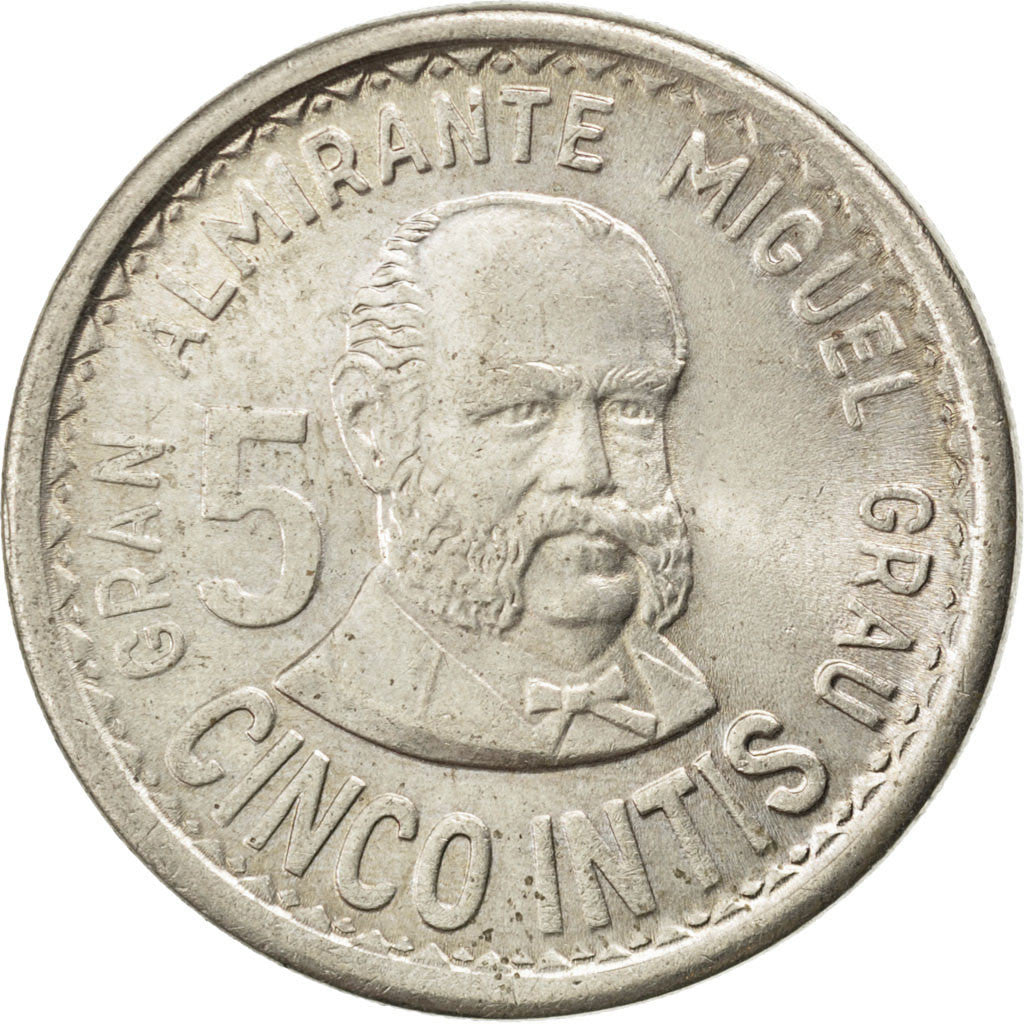 Moneta, Perù, 5 Intis, 1987, Lima, SPL+, Rame-nichel, KM:300