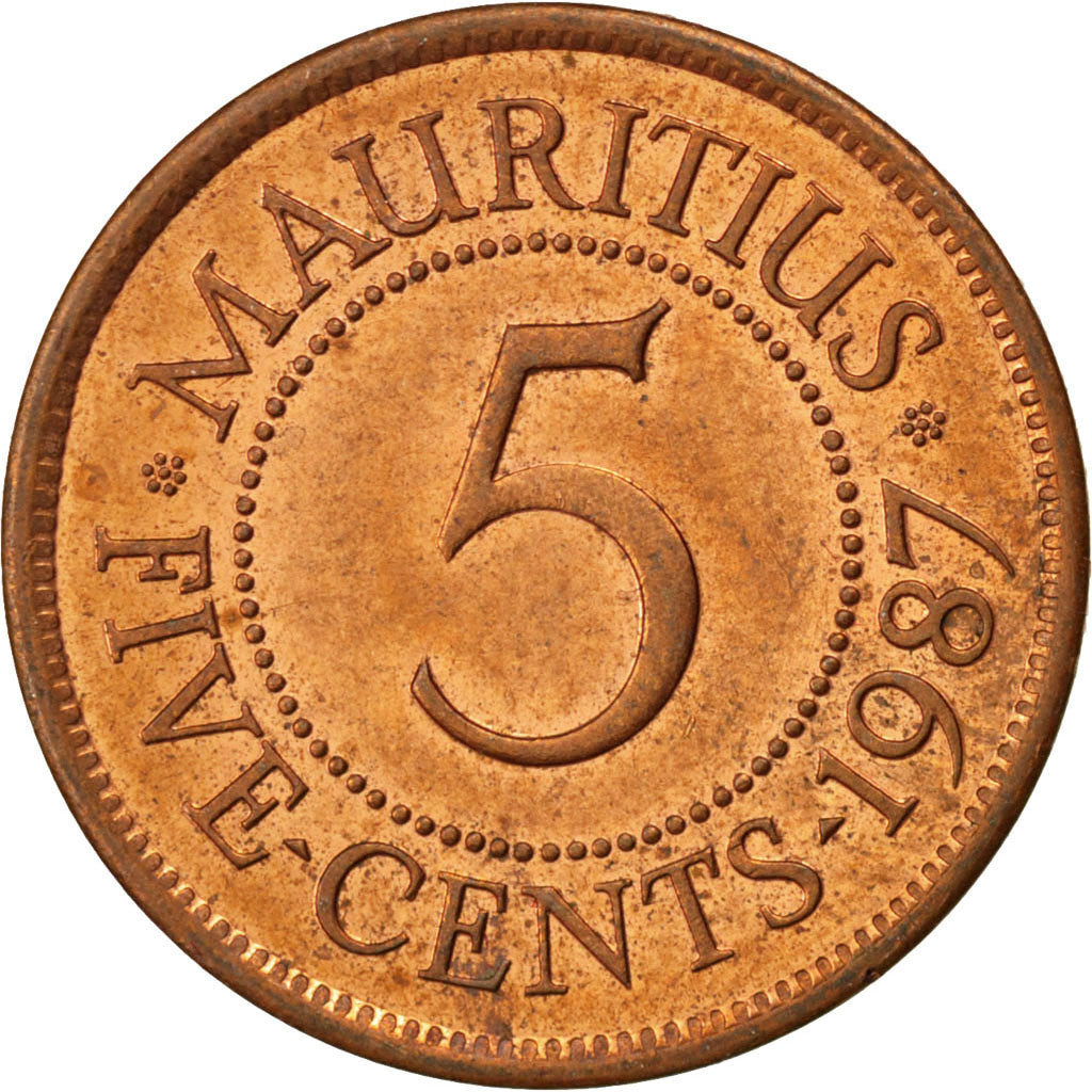 Monnaie, Mauritius, 5 Cents, 1987, SUP+, Copper Plated Steel, KM:52