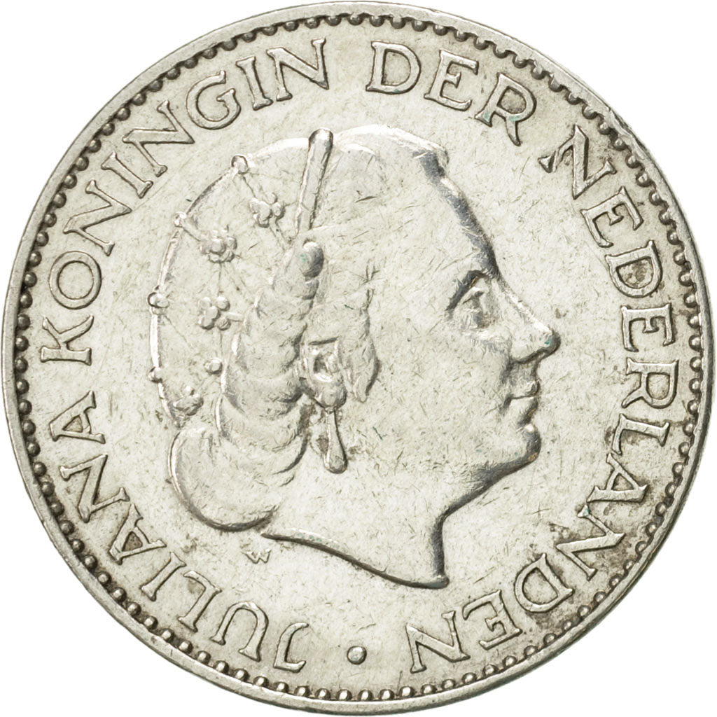 Coin, Netherlands, Juliana, Gulden, 1956, AU(55-58), Silver, KM:184