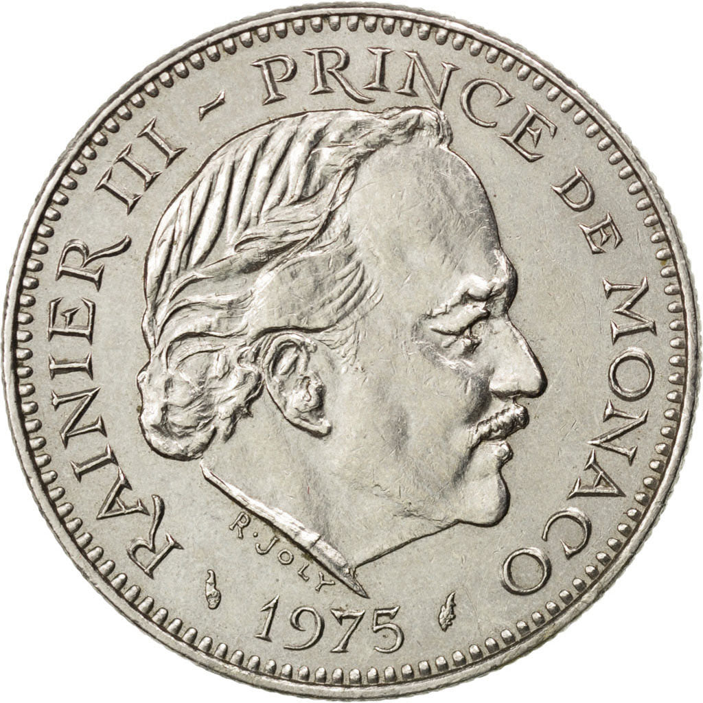 Münze, Monaco, Rainier III, 5 Francs, 1975, VZ, Copper-nickel, KM:150