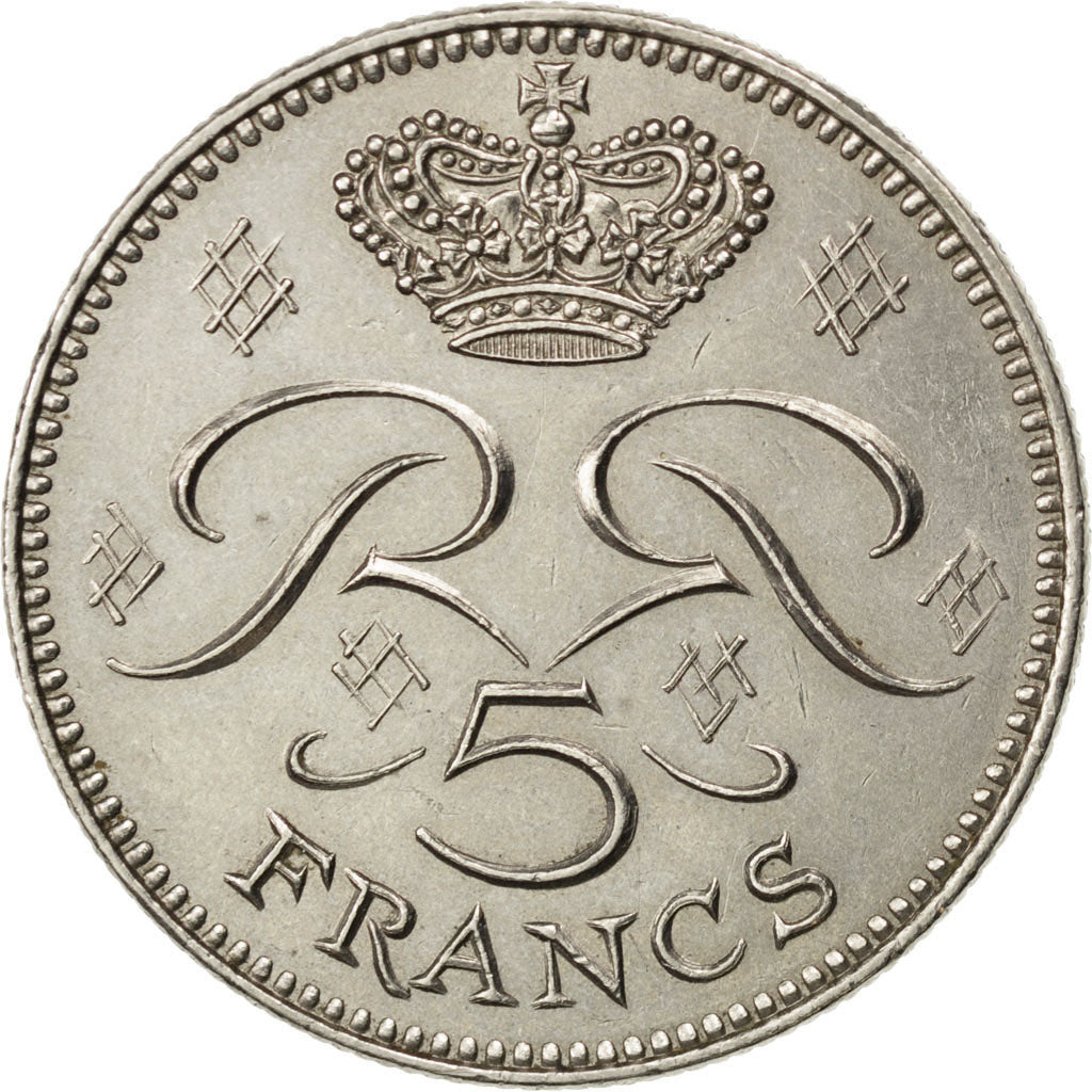 Münze, Monaco, Rainier III, 5 Francs, 1975, VZ, Copper-nickel, KM:150