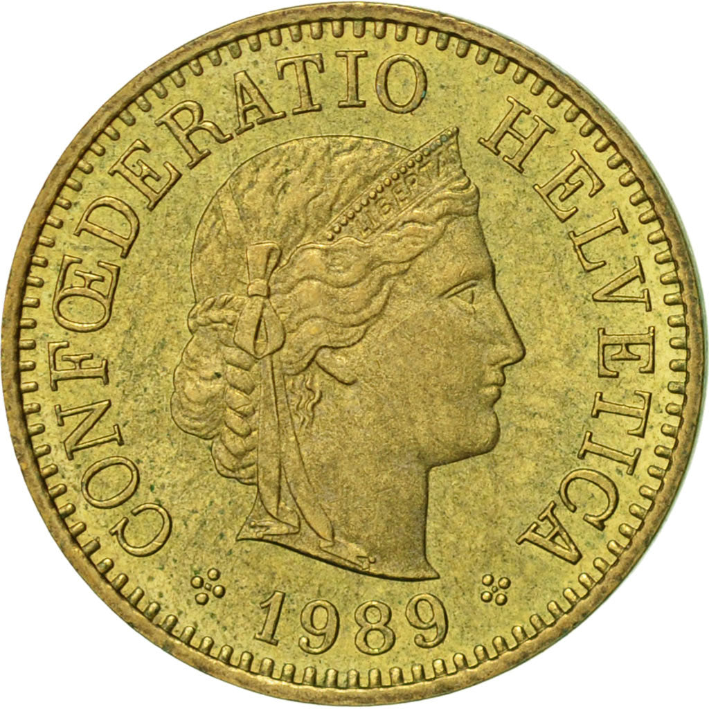 Coin, Switzerland, 5 Rappen, 1989, Bern, AU(50-53), Aluminum-Bronze, KM:26c