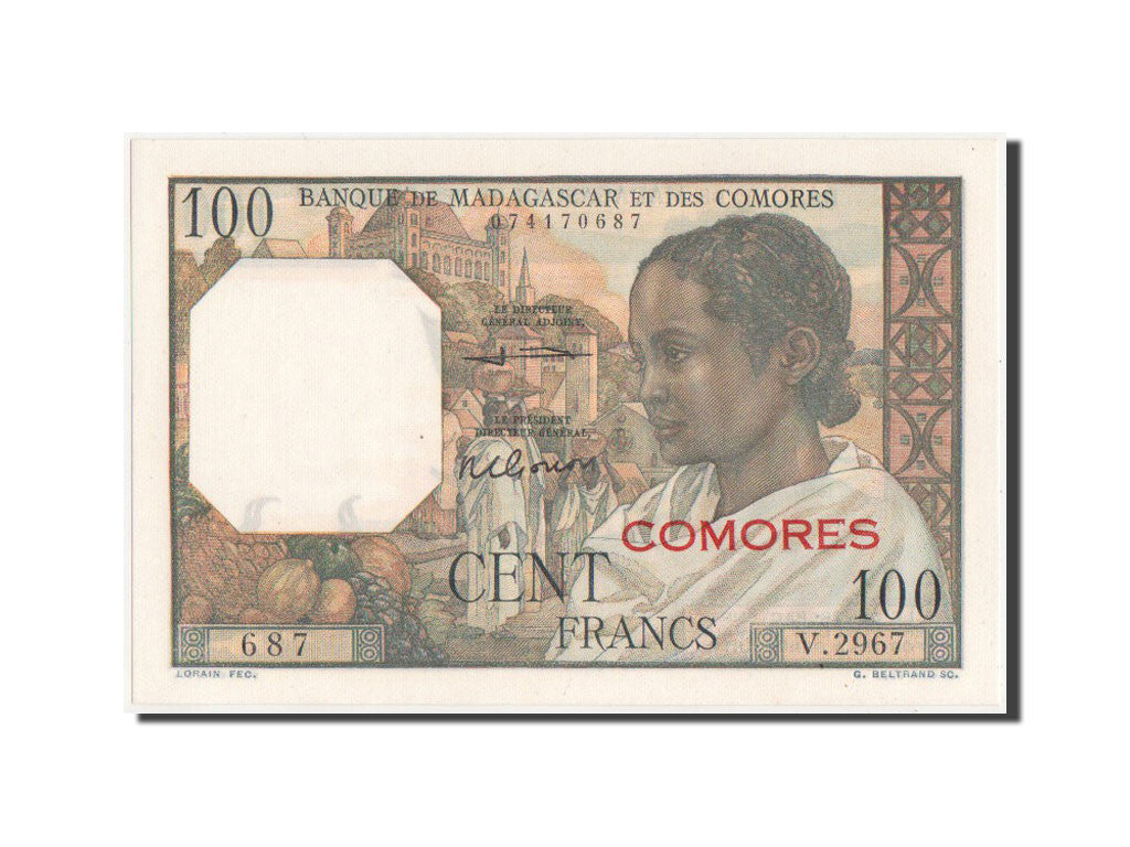 Billet, Comoros, 100 Francs, 1960, NEUF