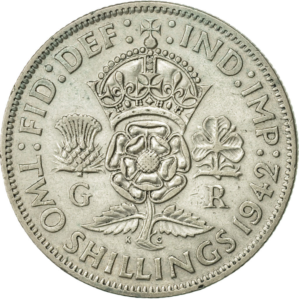 Monnaie, Grande-Bretagne, George VI, Florin, Two Shillings, 1942, TTB+, Argent