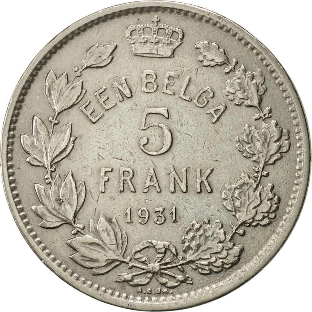 Monnaie, Belgique, 5 Francs, 5 Frank, 1931, TTB+, Nickel, KM:98