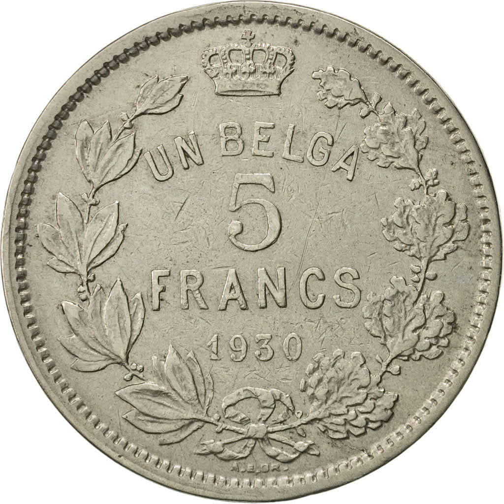 Monnaie, Belgique, 5 Francs, 5 Frank, 1930, TTB+, Nickel, KM:97.1