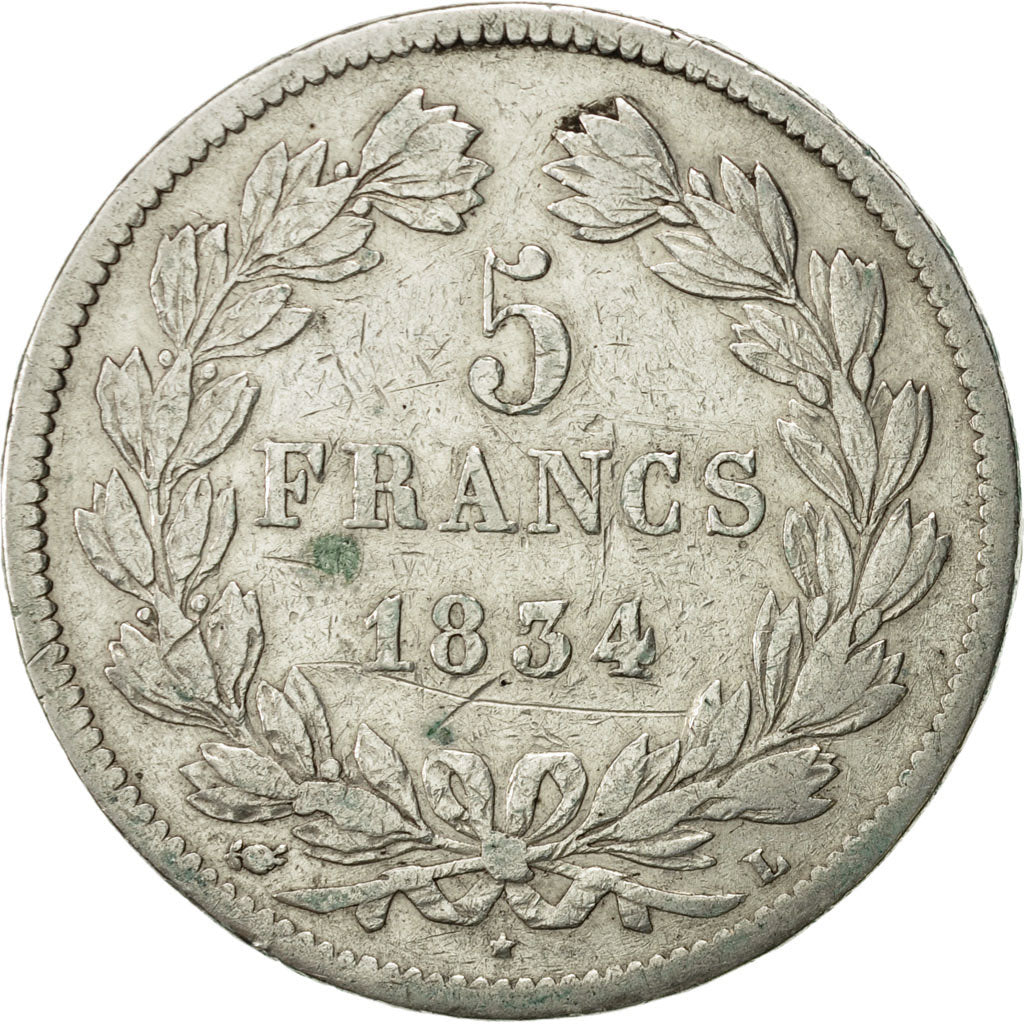 Monnaie, France, Louis-Philippe, 5 Francs, 1834, Bayonne, TTB, Argent, KM:749.8