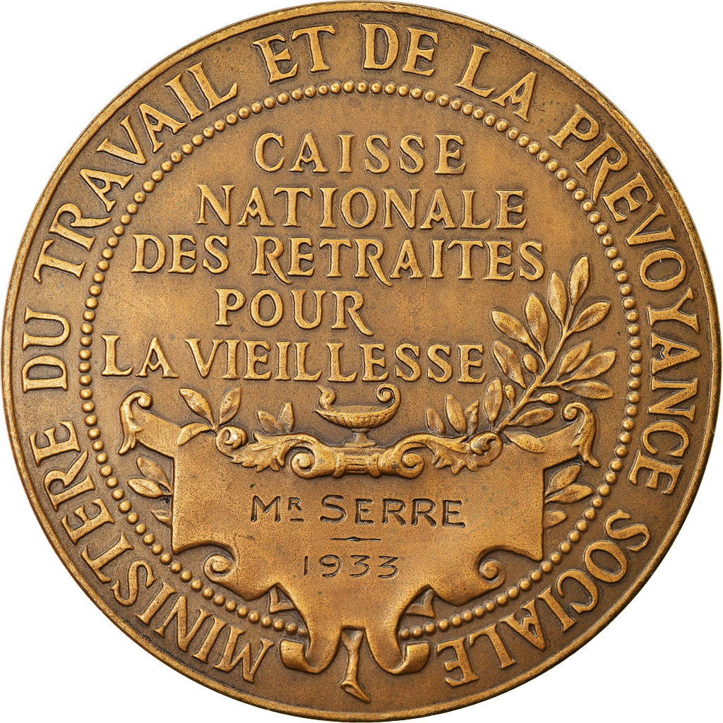 France, Médaille, Caisse Nationale des Retraites pour la Vieillesse, 1933