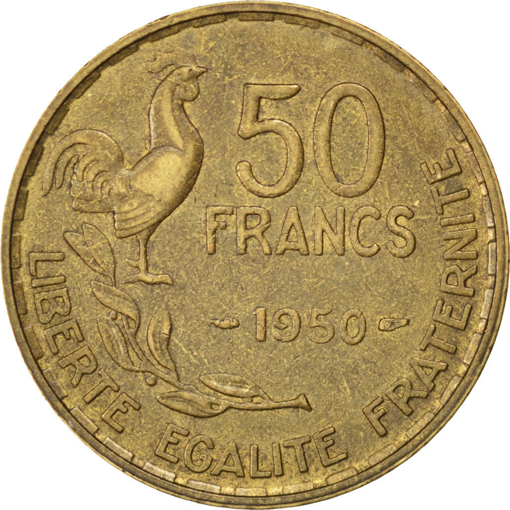 Coin, France, Guiraud, 50 Francs, 1950, EF(40-45), Aluminum-Bronze, KM:918.1