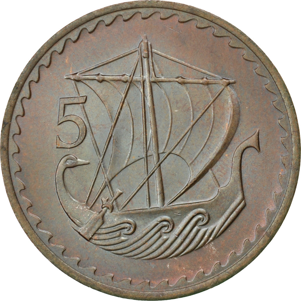 Moneta, Cypr, 5 Mils, 1980, MS(63), Bronze, KM:39