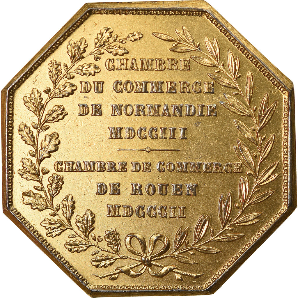 França, Token, Chambre de Commerce de Rouen, 1802, Lecomte, AU(55-58), Vermeil