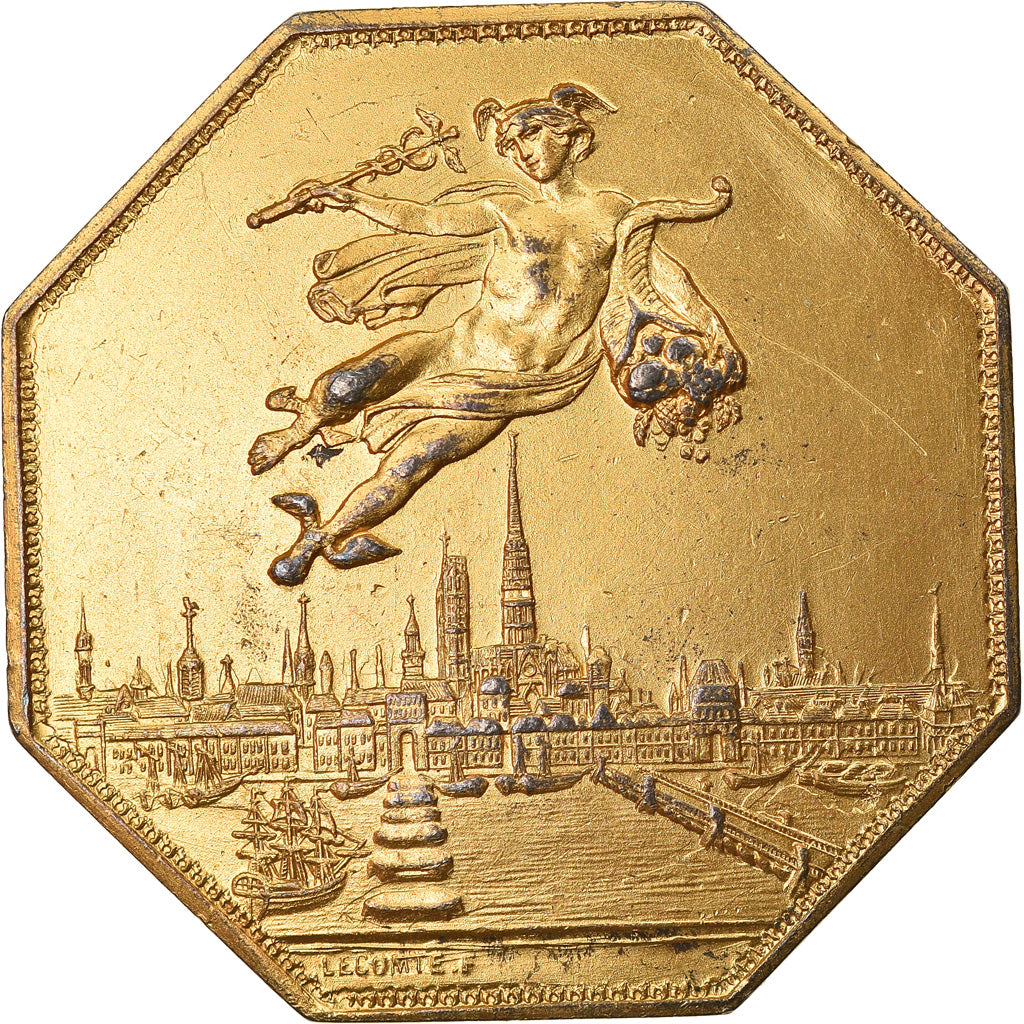 Frankrijk, Token, Chambre de Commerce de Rouen, 1802, Lecomte, ZF+, Vermeil