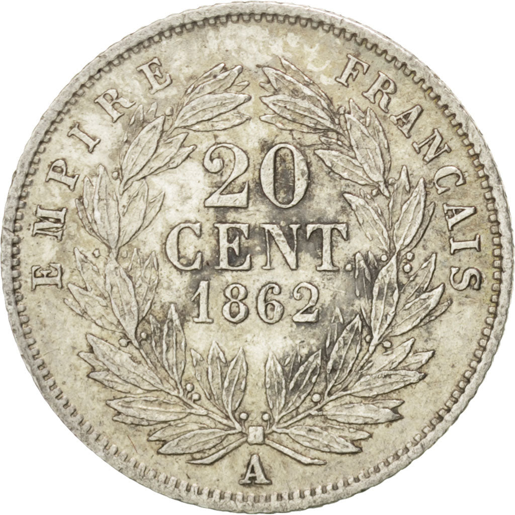 Moeda, França, Napoleon III, Napoléon III, 20 Centimes, 1862, Paris