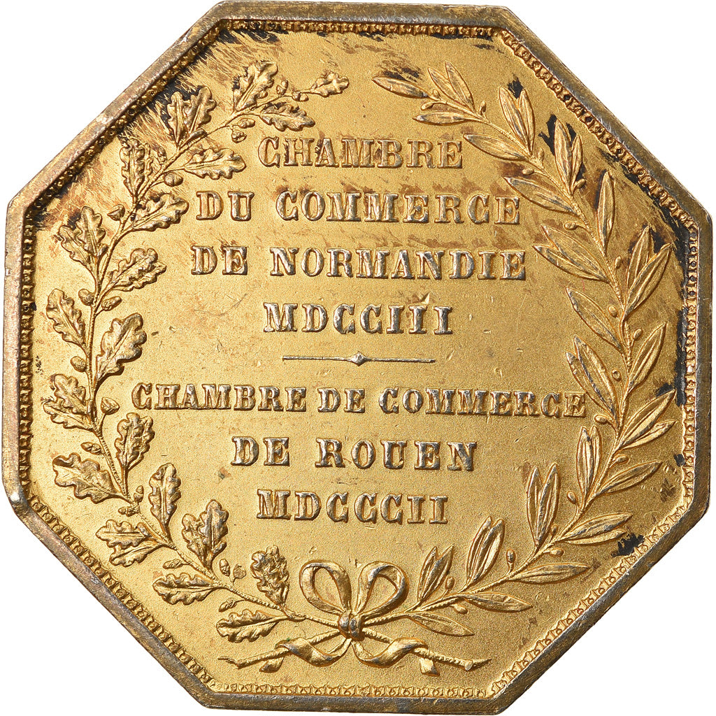 France, Token, Chambre de Commerce de Rouen, 1802, Lecomte, AU(50-53), Vermeil